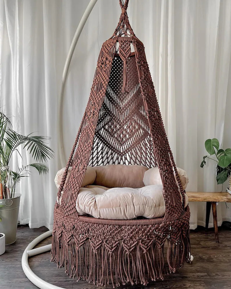 Macrame Dark Brown Swing For Adults - Leechoo